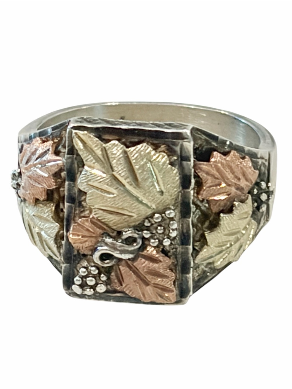 Black Hills 10K Gold & Sterling Unisex Ring w/ box Vintage size 12